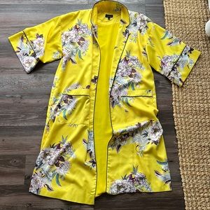 Topshop Yellow Silk Kimono (Size 6)